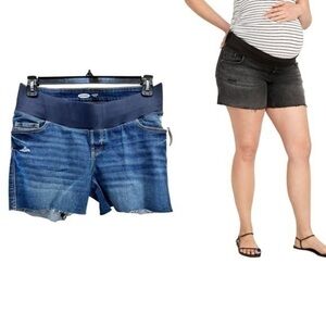 Maternity Front Low Panel OG Straight dark wash Jean Cut-Off Shorts